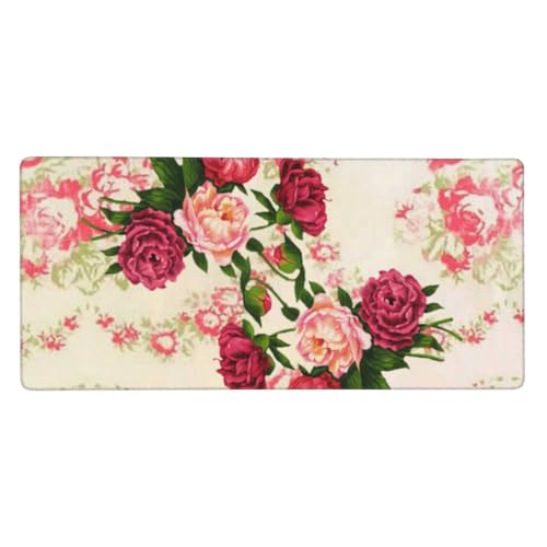 Tapis de souris grand format Roses 40x90 cm avec base en caoutchouc antidérapante