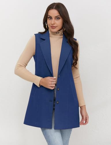 Image of IDEALSANXUN Plaid Vest for Women Fall Winter Sleeveless Blazer Jackets