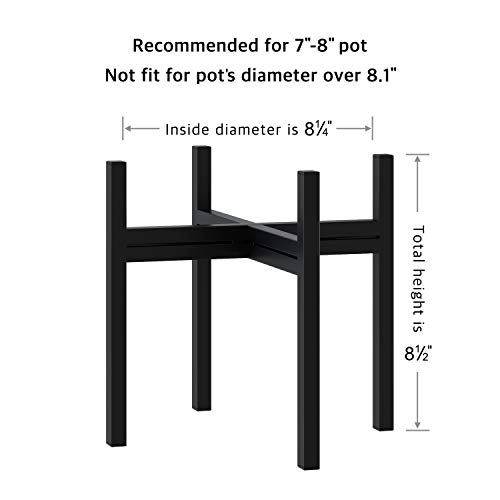 Faithland Mid Century Plant Stand Indoor Outdoor (Excluding 8" Plant Pot), Metal Planter Stand, Potted Plant Holder, Black, Hold Up To 8 Inch Planter - Upgraded Design #TOP3