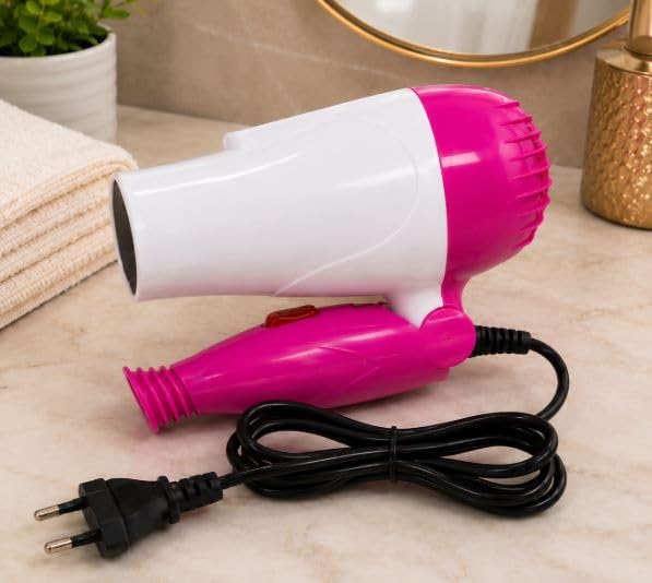 Image of Mini Hair Dryer for Women & Men | Compact Blow Dryer with Powerful Airflow | Lightweight Handheld Styling Appliance | Portable Travel-Friendly Design | Pink | Pack of 1