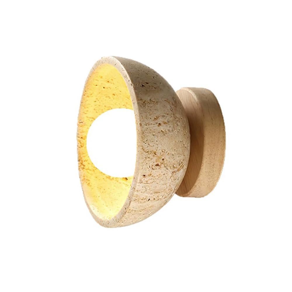 Huayusedf One Color G9 Screw Single-Head Wall Sconce, Personalized Yellow Travertine Stone And Wood Lamp, Nordic Minimalist Style Light, Bedroom Entrance Wall-Mounted Decorative Fixtures