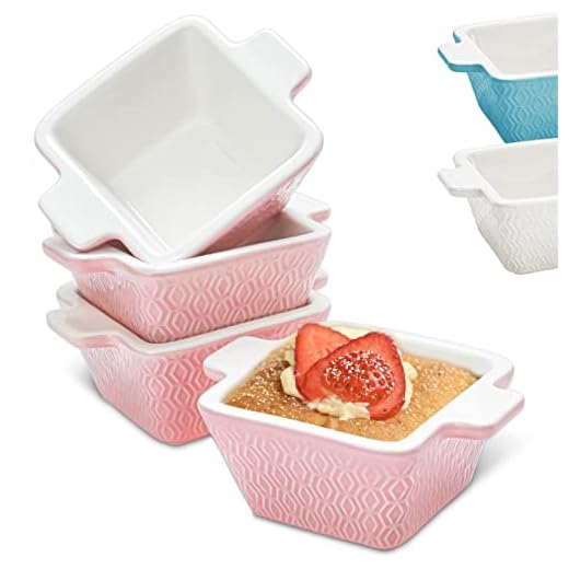 Mini keramische ovenschaal set van 4 - Stapelbaar - Kras- en snijbestendig - Geschikt voor oven & airfryer - Vaatwasmachinebestendig - Roze