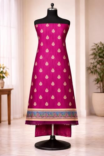 Image of Women's Cotton Blend Unstitched Kurti Set for Women | A-Line Style Dress Material | 2-Piece Traditional Ethnic Wear Suit Fabric