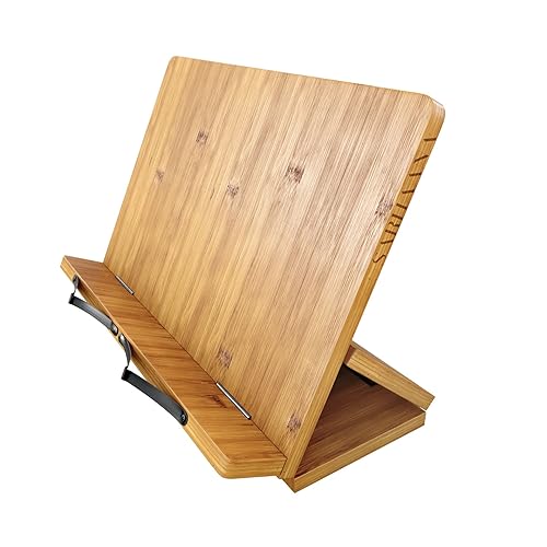 Lectorias Support De Livre Réglable En Bambou Pour Cuisine, Bureau Et École