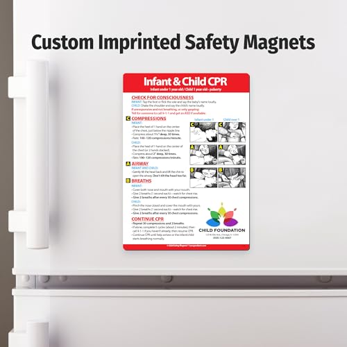 Image of Safety Magnets by ZOCO - 300-Pack Custom Infant and Child CPR Magnets - Personalized with Logo and Text - Promotional Handout for Healthcare & Business - 5 inchx7 inch