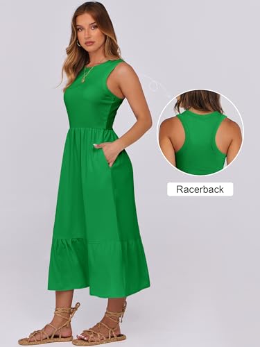 Image of ANRABESS Women Midi Dresses 2026 Summer Casual Sleeveless Sundress High Neck Tank Top Racerback Flowy Beach Dress ＆ Pockets