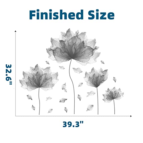 Royolam 39.3'' X 32.6'' Huge Flower Petal Wall Decals Living Room Floral Wall Stickers Removable Peel And Stick Waterproof Wall Art Decor Stickers For Bedroom Bathroom Office (Gray) #TOP4