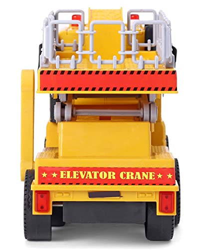 Image of Unbreakable Excavator Construction Truck with Light & Sound Friction Powered Elevator Crane for Kids Boys Girls Pull Back Vehicles Engineering Toys Truck (Multicolor)