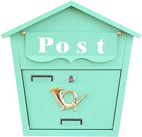 Buzón de Pared Resistente a la Intemperie, buzón de Correo Seguro, Moderno buzón de Metal de Capacidad Media con Llave y herrajes de Montaje, para Exteriores, Jardines y