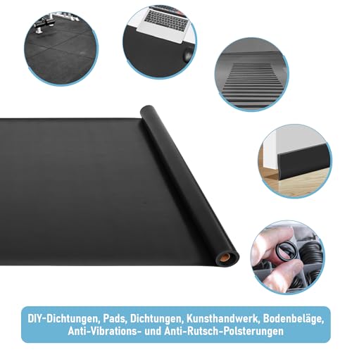 Gummimatte Meterware 100x300cm (3mm) Antirutschmatte aus Silikonkautschuk für Garage,Werkstatt & Industrie Garagenboden Schutz,Schutzmatte Gummistreifen für Keller Garage Werkstatt Industrie