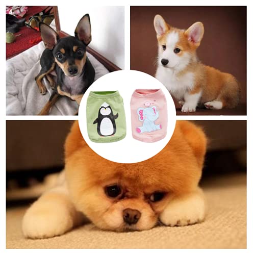 2 Pz Puppy Cat T-Shirt Vestiti Cani Camicie Cotone...