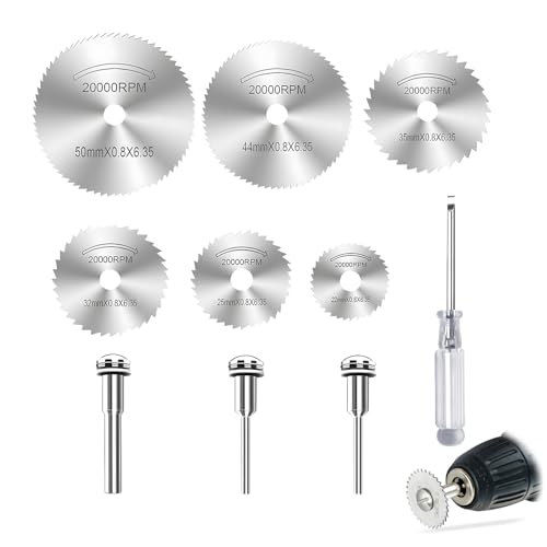 Disques de Coupe HSS 6 Tailles — Mini Lames de Scie Circulaire pour Outil Rotatif, Découpe Bois Plastique Aluminium Cuivre Tôle Fine et Fibre de Verre, Bricolage et Réparations, avec Tournevis Offert.