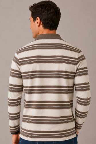 Image of SANE ORIGINALS Full Sleeves Polo T-Shirt for Men with Pocket || Stripe Collar and Pocket T-Shirt for Men Long Sleeves