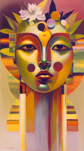Affiche Masque d'or peinture sur toile grand format pour sublimer l'ambiance d'un salon contemporain