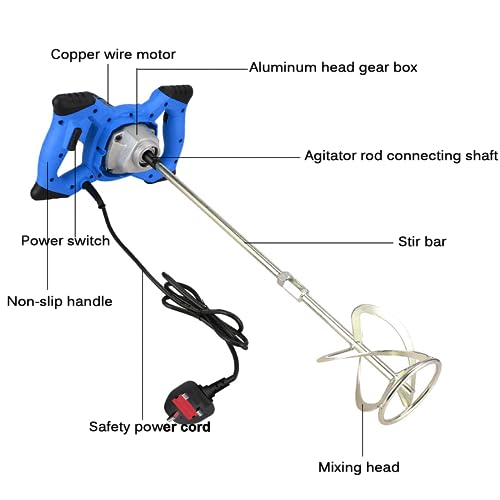 2600W Portable Electric Concrete Cement Plaster Grout Paint Thinset Mortar Paddle Mixer Pro Drill Mixer Stirring Tool Adjustable 6 Speed Handheld Standard 220V 3 2600W Portable Electric Concrete Cement Plaster Grout Paint Thinset Mortar Paddle Mixer Pro Drill Mixer Stirring Tool Adjustable 6 Speed Handheld Standard 220V - Image 3