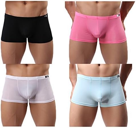 YuKaiChenMen's Trunks Underwear Silk Boxer Briefs Short Leg
