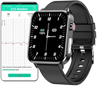 Smart Watch ECG Herren, IP68 wasserdichte 1,7 Zoll Smartwatch Damen mit Körpertemperatur Herzfrequenz SPO2 Schrittzähler Blutdruck Schlafmonitor for Android iOS