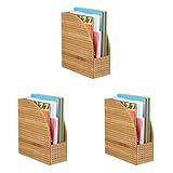 Relaxdays Stehsammler XL Bambus, A4, extrabreit, Papieraufbewahrung, Zeitschriftensammler,HBT 30,5 x...