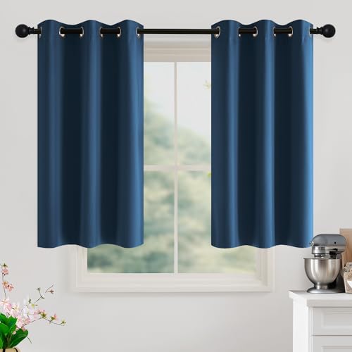 Image of NICETOWN Morrocan Blue Room Darkening Curtains 45 Inches Long 2 Panels for Living Room, Bedroom, Nursery Summer Thermal Insulated Blackout Drapes Grommet Noise Reducing Window Curtains, W40