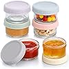 VITEVER [6 Pack] Salad Dressing Container To Go, 2.7 oz Glass Small Condiment with Lids, Dipping Sauce Cups Set, Leakproof Reusable for Lunch Box Work Trip.