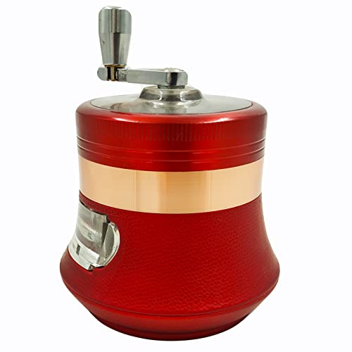 3 inch Hand Crank Grinder with Clear Top Red