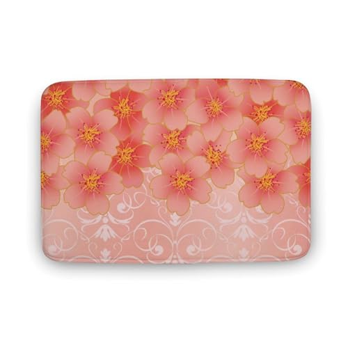 玄関マット室内 和風 桜 銀桜花 日本風 唯美 泥落としマット 滑り止め 40x60cm 大判 カーペット 耐摩耗性 吸水 ドアマット バスマット ふわふわ 柔らか 洗える 抗菌防臭 足拭きマット 廊下 洗面所 掃除 ラグマット オールシーズン適用 水洗い