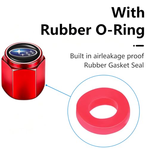 Image of Tire Valve Stem Caps Fit for Subaru Ascent BRZ Crosstrek Forester Impreza Legacy Outback WRX STI XV Metal Car Wheel Air Caps Auto Valve Stem Caps Accessories 4 Pack(Red)