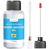 1oz Fine Light Sewing Machine Oil and Lubricant with Oil Applicator & Dual-Ended Brush, Commercial & Industrial Mineral Sewing Machine Oil for Lubricating Moving Parts of Textile Machinery, by OAIEGSD