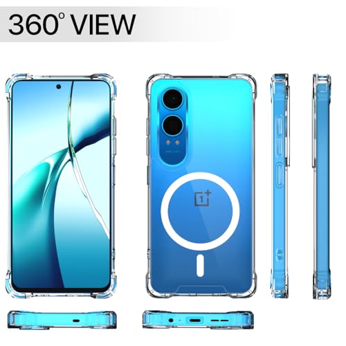 Image of Amazon Basics Back Cover for OnePlus Nord Ce 4 Lite 5G Mag-Safe Shockproof PC + TPU Protective Case Magnetic Support Bumper Case (Transparent Mag-Safe)