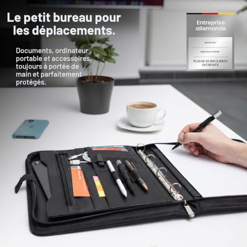 Conférencier support document A4 Vebon avec fermeture éclair et rangement