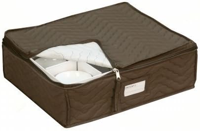 Hold N Storage Microfiber Quilted China Cup Storage Case, Chocolate by Hold N Storage