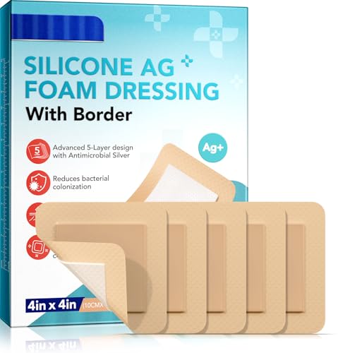 Apósitos de espuma de silicona de 4 x 4 pulgadas, vendajes para heridas, grandes bandas impermeables, resistentes al agua, ultraabsorbentes y suaves