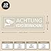 YIKIADA Videoüberwachung Aufkleber 5 × 15 cm Vinyl Achtung Kameraüberwachung Schild Innenkleber Wasserdicht Privatgrundstück Hinweisaufkleber für Auto Fenster 10 Stück