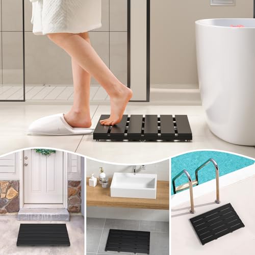 Alfombrilla de ducha de bambú impermeable que evita caídas en suelos húmedos de baño 5