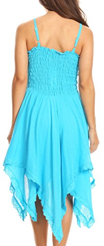 Image of Sakkas Ella Smocked Bodice Spaghetti Strap Double Layered Dress