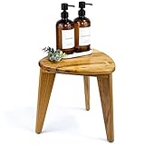 Beautiful Teak Shower Stool and Foot Rest for Shaving Legs - Sturdy Wooden Seat Fits Nicely into Your Shower Corner - Space Saving, Easy to Assemble and Water Resistant Bench for Inside Showers