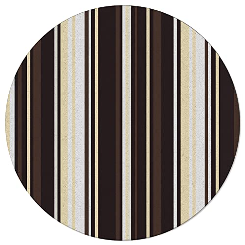 72"X 72" Abstract Brown Stripes Geometric, Elastic Fitted Edged Round Tablecloth Fade Resistant Anti-Shrink Table Cloth Washable Table Cover for Indoor or Outdoor and Anywhere You Wanna use it