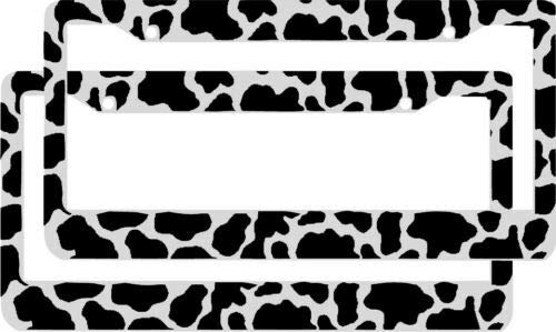 Billion_Store 2 Cow Print Black White License Plate Frames lot 2 Unique Accessories for Tuning Cool Tuning