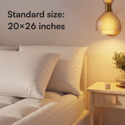 Niagara Sleep Solution 4Pack Pillow Protectors Standard 20X26 Inches Cotton Sateen Blend Tight Weave Size High Thread Count Zippered White Hotel Quality Non Noisy #TOP5
