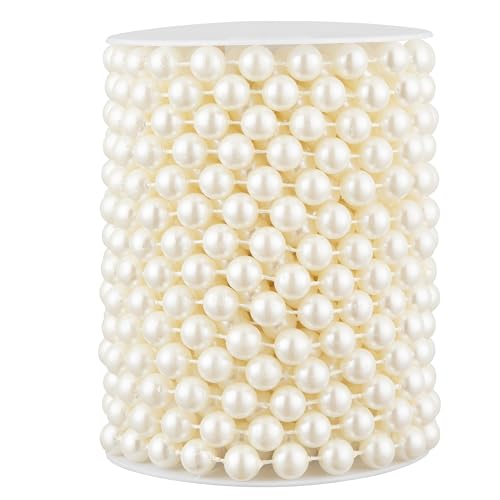 33 Feet Faux Pearl Beads Garland 10mm Craft String Pearls for Wedding Centerpiece Christmas Tree and Flowers Decoration DIY(Ivory)