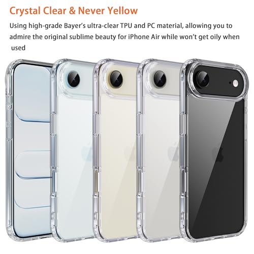 Image of for iPhone 17 air Case Transparent Phone Cover, [10 FT Military Grade Drop Protection] Slim Durable Shockproof Protective Bumper (Transparent, iPhone 17 air)