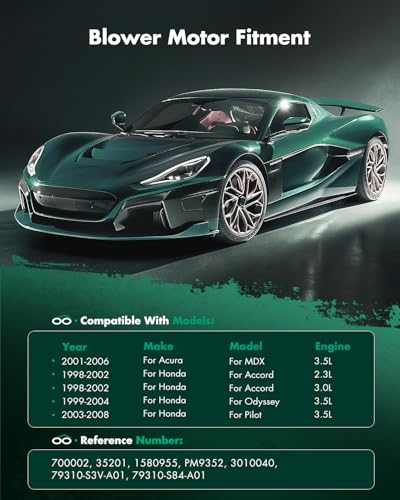 Image of SCITOO AC Heater Blower Motor w /Fan Cage fit 2001-2004 for Acura MDX 1998-2002 for Honda for Accord 1999-2004 for Honda Odyssey 2003-2008 for Honda Pilot Front
