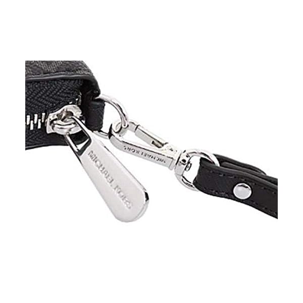 Michael Kors Jet Set Travel Continental Zip Around Leather Wallet Wristlet (Black PVC/Silver Hardware)