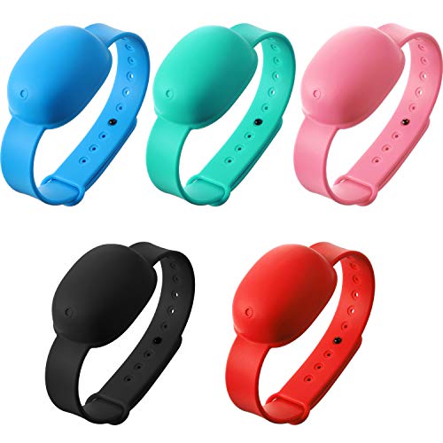 10 Pieces Refillable Silicone Hand Liquid Wristband Portable Adjustable Wearable Dispenser Pumps Wristband Holder Liquid Wearable Bracelet for Lotion Wash Liquid for Adult and Kids