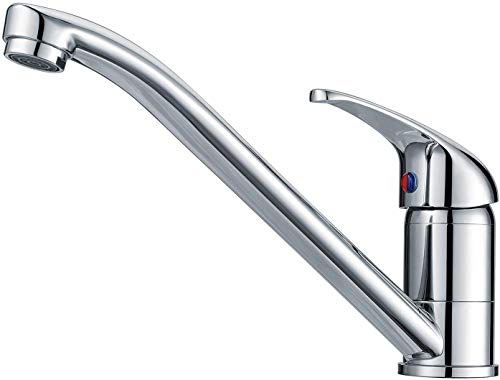 Price comparison product image Hapilife Chrome Kitchen Taps Mixer Single Lever Kitchen Mixer Taps 1 Hole Long Spout Monobloc Mixer Tap for Kitchen Sink Low Arc 360° Swivel Spout Kitchen Sink Mixer Tap