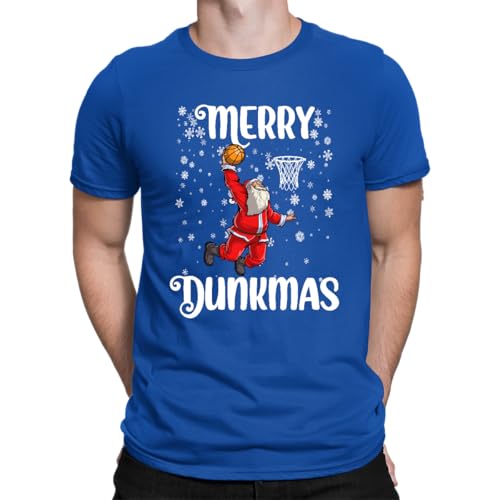 Merry Dunkmas Basketball T-shirt de Noël pour homme, bleu, XXL