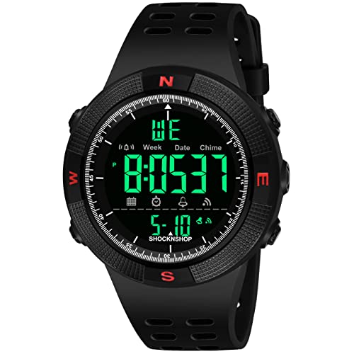 Shocknshop Outdoor Sports Digital Black Dial Mens Boys Watch (Black Dial and Strap) -W22