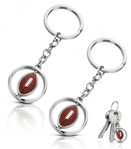 CanQuanSWZX 2PCS Drehbarer American Football Schlüsselanhänger im 3D Design Geschenk für Football Anhänger und Football Schlüsselanhänger Liebhaber, Silberfarbenes Accessoire für Fans und Spieler CanQuanSWZX 2PCS Drehbarer American Football Schlüsselanhänger im 3D Design Geschenk für Football Anhänger und Football Schlüsselanhänger Liebhaber, Silberfarbenes Accessoire für Fans und Spieler