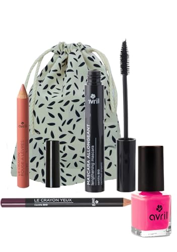 Coffret maquillage Avril 'Glamour' certifié bio - Sac - Rose - Naturel - Unisex - 5 pièces