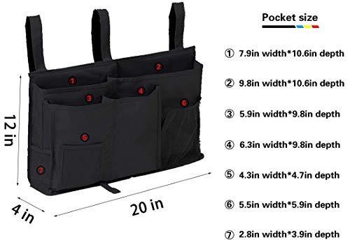 Bunk Bed Under Bedside Caddy Cup Holder For Chair Armrest Covers,Couch Arm,Bed Side,Sofa,College Dorm Room,Under Mattress,Classroom,Shelf Pocket Rack Tray Hang Organizer For Magazine,Drink,Black #TOP6
